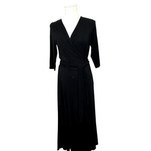 J. Peterman wrap dress Size Small Black‎